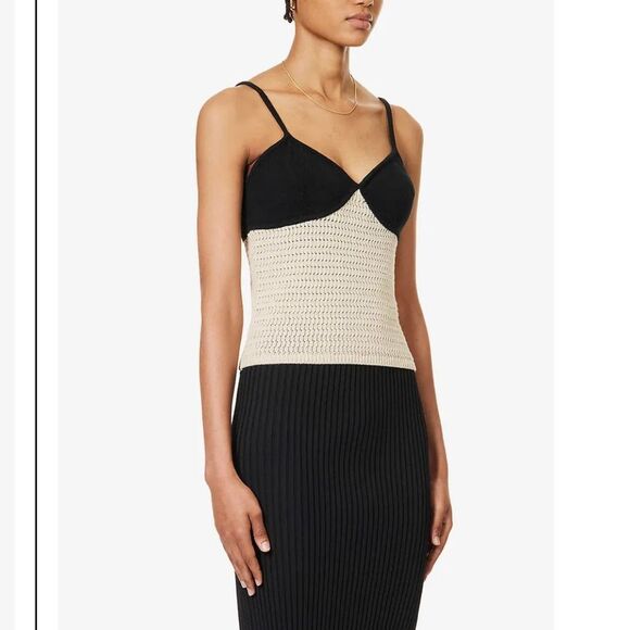 REFORMATION April V-Neck Contrast Organic Cotton Top - Picture 13 of 14